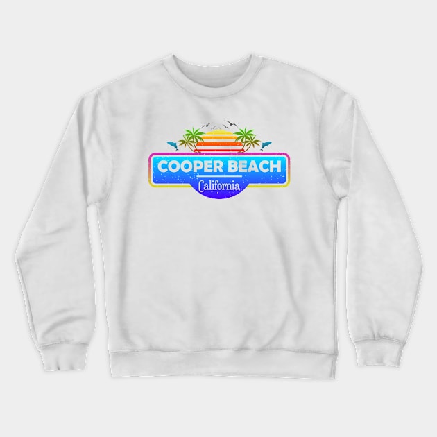 Cooper Beach California, Tropical Palm Trees Sunset - Summer Crewneck Sweatshirt by Jahmar Anderson